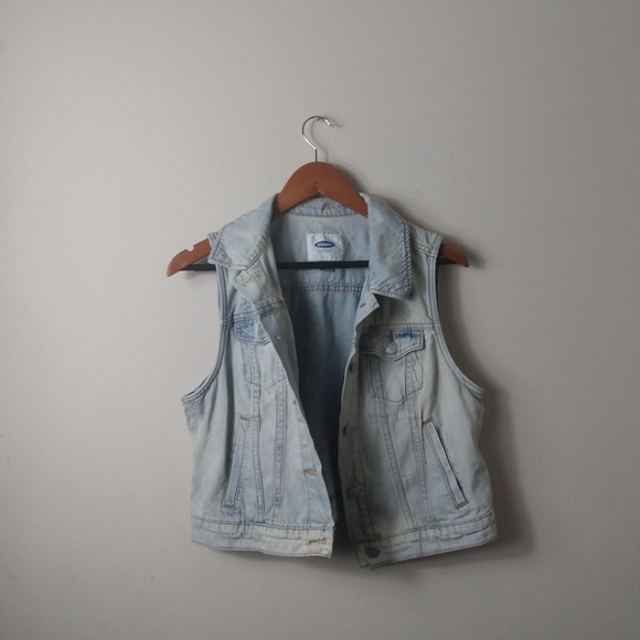 Old Navy L Y2K Sleeveless Distressed Jeans Vest - Picture 2 of 6